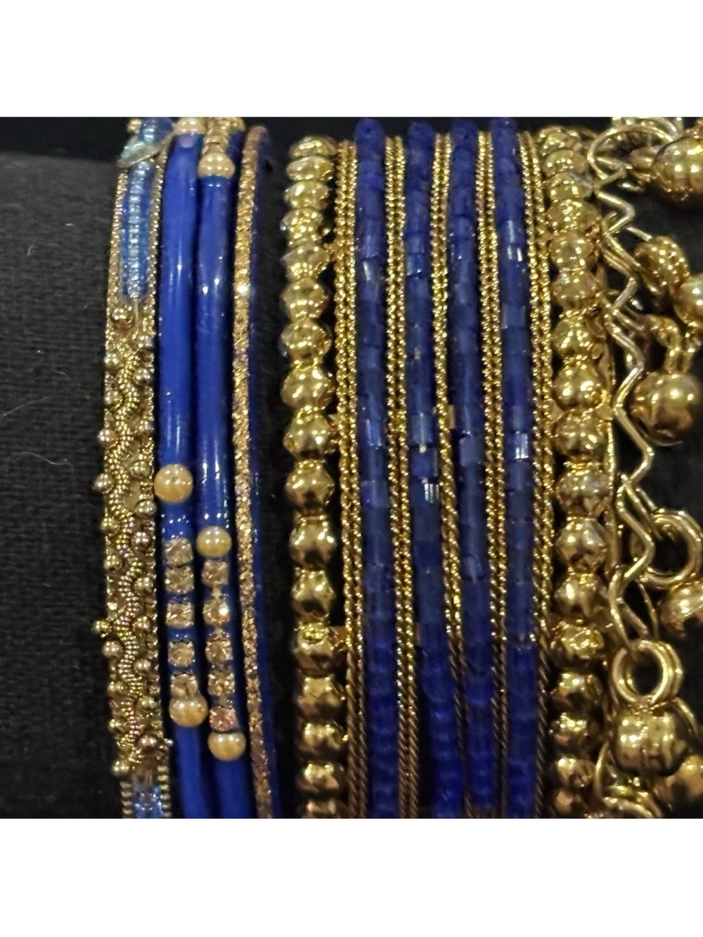 Gold & Royal Blue Beaded Multi-Strand Bracelet set Women Jewelry - Picture 8 of 8